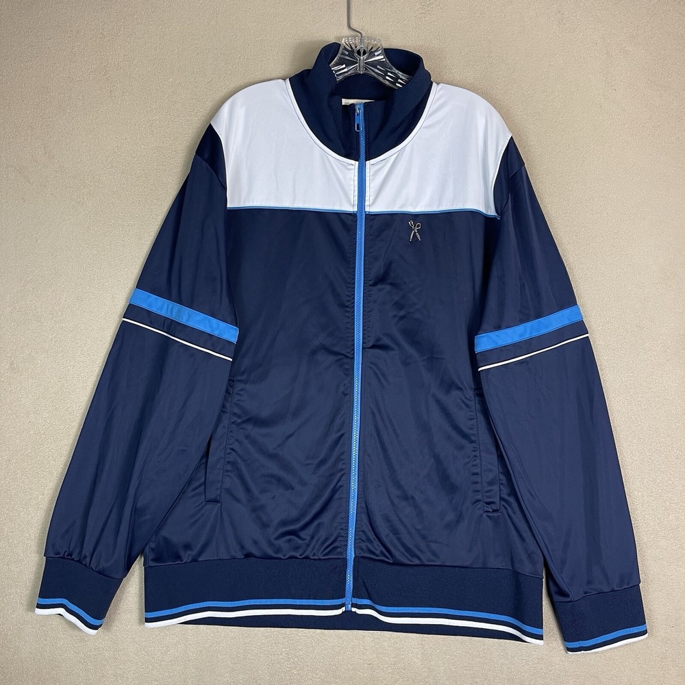 Marc Ecko ‎ Cut & Sew Jacket Mens XXL Blue Full Zip Athletic Track Y2K Retro